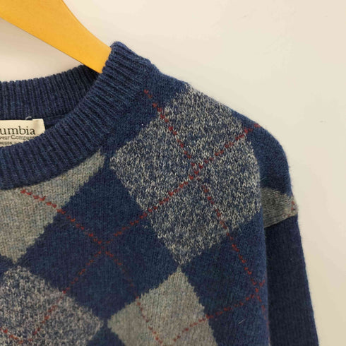 コロンビア Columbia 90S アーガイル ウール クルーネック ニット メンズ import:L