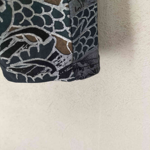 嵐舞 和柄 龍&桜 刺繍&プリントデザインL/Sカットソー メンズ 中