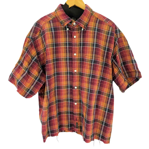 ドッカーズ DOCKERS チェック カットオフ ボタンダウン半袖シャツ メンズ import:L