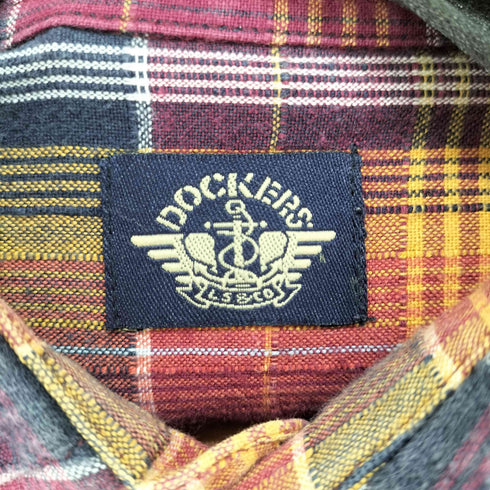 ドッカーズ DOCKERS チェック カットオフ ボタンダウン半袖シャツ メンズ import:L