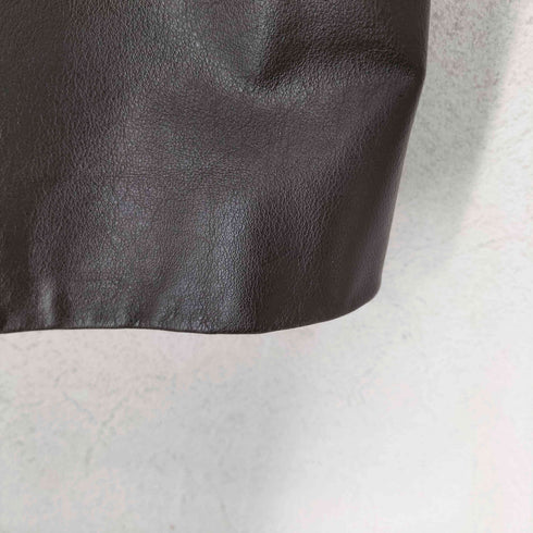 cow leather カウレザー 比翼ジップステンカラーレザーコート レディース M