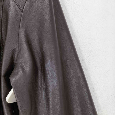 cow leather カウレザー 比翼ジップステンカラーレザーコート レディース M