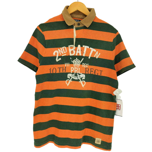 ポロバイラルフローレン Polo by RALPH LAUREN CUSTOM FIT カスタムフィット ボーダー柄 フロントプリント ポロシャツ メンズ import:S