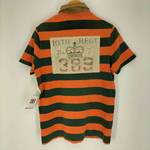 ポロバイラルフローレン Polo by RALPH LAUREN CUSTOM FIT カスタムフィット ボーダー柄 フロントプリント ポロシャツ メンズ import:S