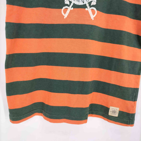 ポロバイラルフローレン Polo by RALPH LAUREN CUSTOM FIT カスタムフィット ボーダー柄 フロントプリント ポロシャツ メンズ import:S