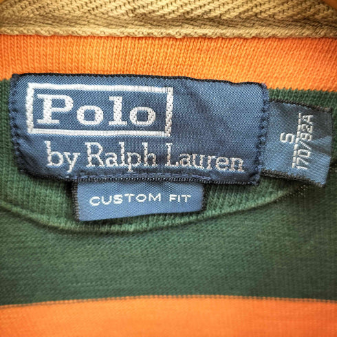 ポロバイラルフローレン Polo by RALPH LAUREN CUSTOM FIT カスタムフィット ボーダー柄 フロントプリント ポロシャツ メンズ import:S