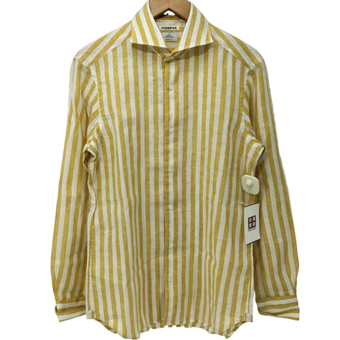 フェアファクス FAIRFAX リネン100 ストライプ シャツ メンズ import:M