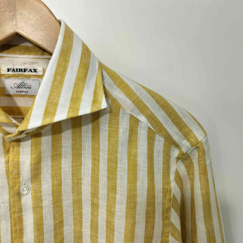 フェアファクス FAIRFAX リネン100 ストライプ シャツ メンズ import:M