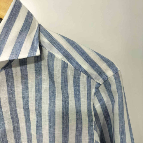 フェアファクス FAIRFAX リネン100 ストライプ シャツ メンズ import:M