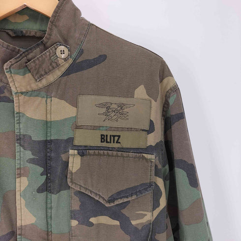 ダブルタップス WTAPS M65型 刺繍 MEDIA BLITZ パッチ 裾ドローコード リップストップ カモ柄 ミリタリージャケット メンズ