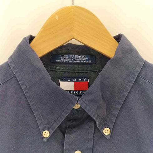 トミーヒルフィガー TOMMY HILFIGER 90s ロゴ刺繍 ボタンダウン L/S シャツ メンズ import:M