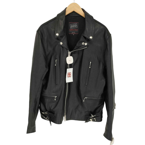 トリプルシックスレザーウェア 666 Leather Wear 日本製 SHEEP SKIN シープ スキン ダブル ライダース ジャケット メンズ 40