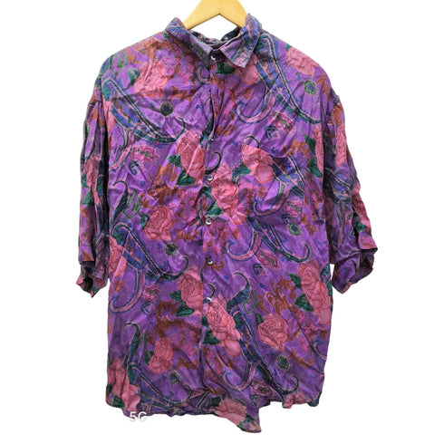 cdezero 90-00S レーヨン 100% 総柄 花 S/S シャツ メンズ import:XL