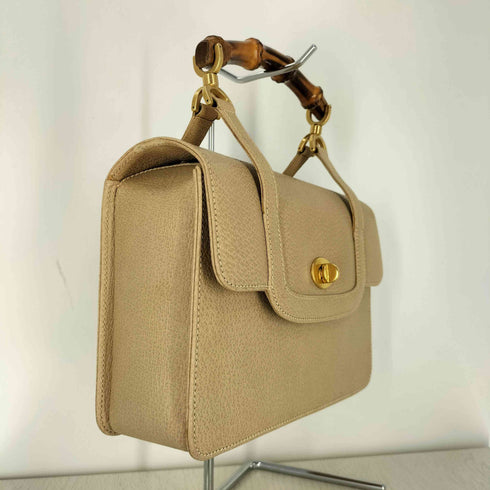 グッチ GUCCI オールドグッチ ヴィンテージ バンブー ターンロック 金具 レザー 2way バッグ レディース