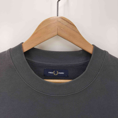 フレッドペリー FRED PERRY ワンポイント ロゴ刺繍 クルーネック スウェット メンズ import:L