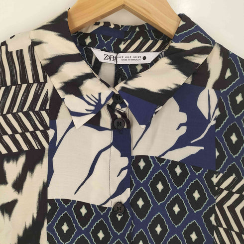 ザラ ZARA THE CORI SHIRT 総柄 レーヨンシャツ レディース import:S