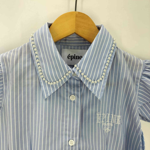 エピヌ epine PARIS pearl blouse blue stripe レディース
