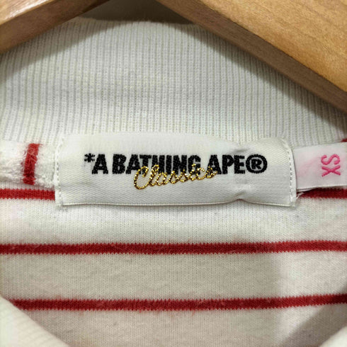 アベイシングエイプ A BATHING APE CLASSICS パイル地 ボーダー ポロシャツ レディース import:XS