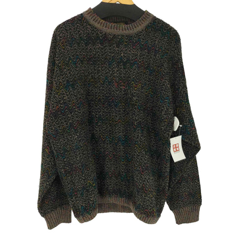 DANIEL BOUTIQUE 80-90S OLD MADE IN ITALY イタリア製 総柄 波状 ウェーブ 3D ウール ニット セーター メンズ 56