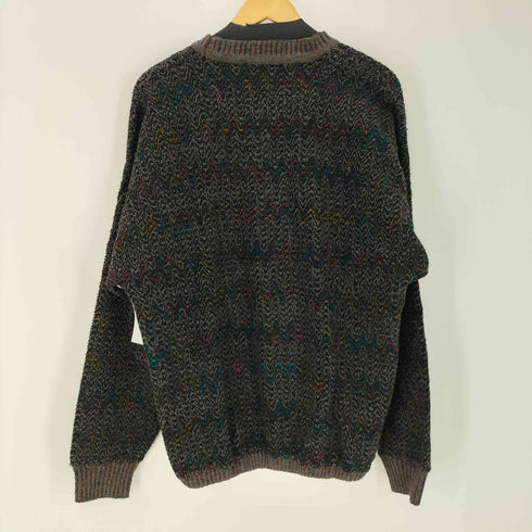 DANIEL BOUTIQUE 80-90S OLD MADE IN ITALY イタリア製 総柄 波状 ウェーブ 3D ウール ニット セーター メンズ 56