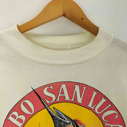 80-90S CABO SANLUCAS MEXICO カジキ フィシュ プリント S/S Tシャツ シングルステッチ カットオフ メンズ