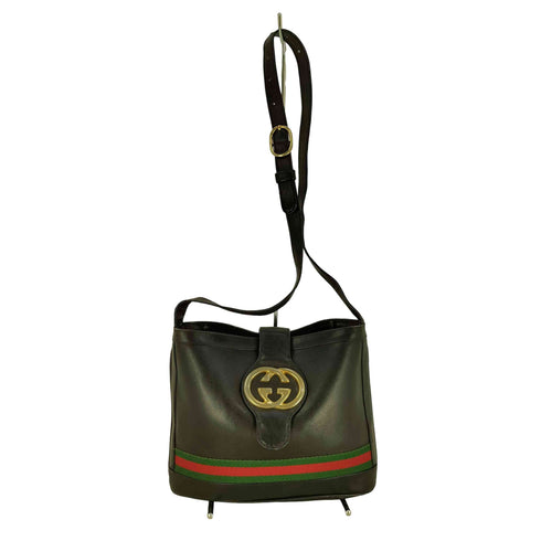 グッチ GUCCI イタリア製 OLD GG金具 バケツ型ショルダーバッグ レディース
