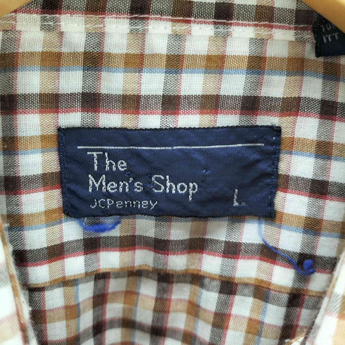 ジェーシーペニー JC Penney The Men's Shop 80-90S コットン ポリ S/S シアー チェック シャツ 襟芯 メンズ import:L