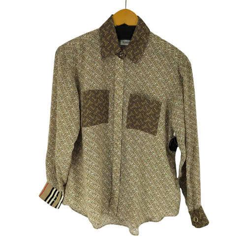 バーバリーロンドン BURBERRY LONDON 総柄 L/S シルクブラウス レディース US:0-2