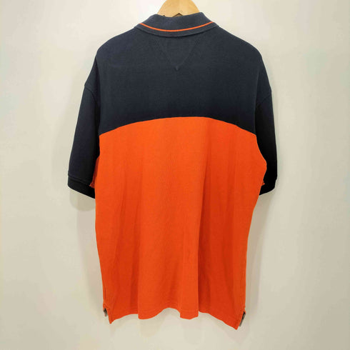 トミーヒルフィガー TOMMY HILFIGER 90s HILFIGER ATHLETIC ロゴ刺繍 バイカラー ニット ポロ メンズ import:L