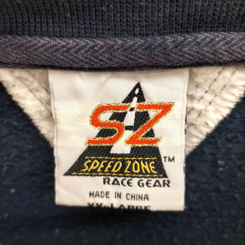 SPEED ZONE 90S ナンバリング刺繍 両面プリント ヘンリーネック スウェット メンズ XX-LARGE