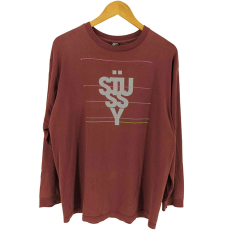 ステューシー Stussy 00s メキシコ製 プリントクルーネックL/S Tシャツ メンズ import:L