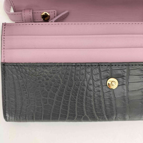 ロダニア RODANIA マットクロコダイル ショルダーウォレット 長財布 レディース