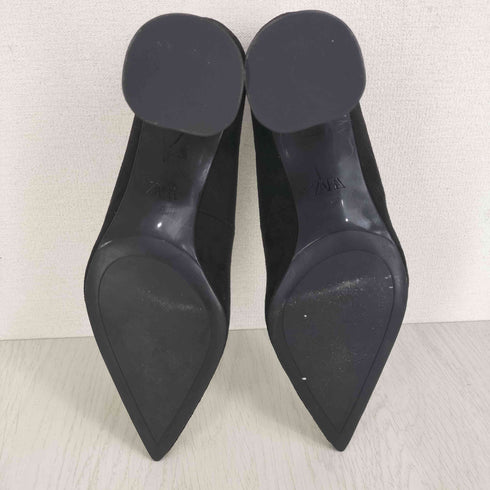 ザラ ZARA ポインテッドトゥ マーブル チャンキーヒール パンプス レディース JPN:38