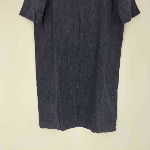 フォグリネンワーク fog linen work かすり ストライプ リネン100% ミディアムスリーブ ワンピース レディース