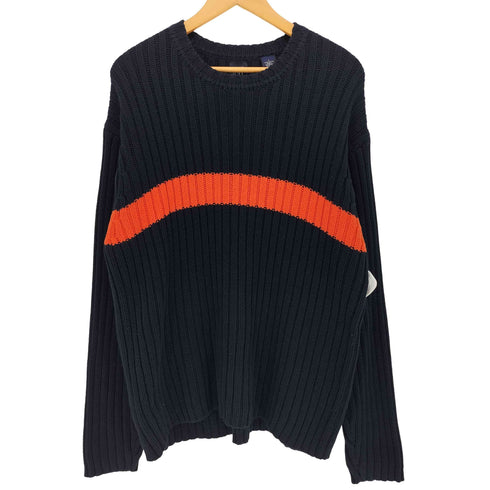 ギャップ Gap 00S OLD クルーネック ケーブル編み.バイカラー ライン コットン ニット メンズ import:L