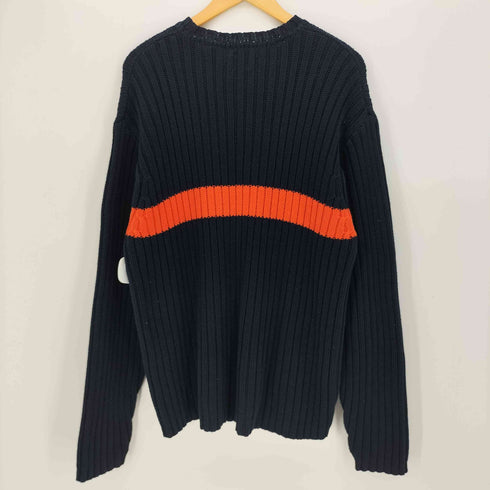 ギャップ Gap 00S OLD クルーネック ケーブル編み.バイカラー ライン コットン ニット メンズ import:L