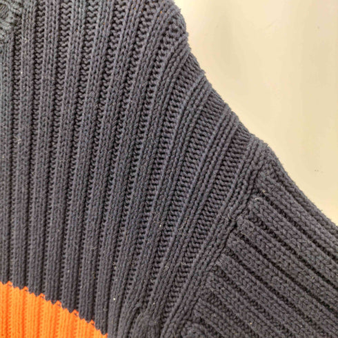ギャップ Gap 00S OLD クルーネック ケーブル編み.バイカラー ライン コットン ニット メンズ import:L