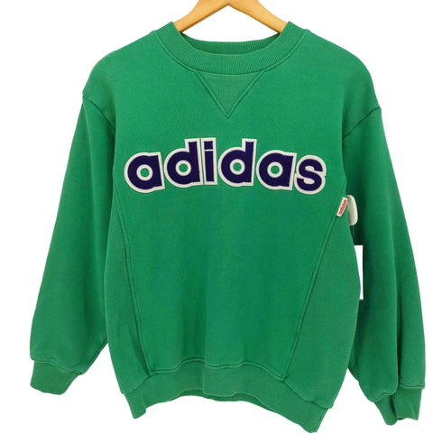 アディダス adidas 80S デサント製 Reverse Weave型 クルーネック スウェット レディース import:M