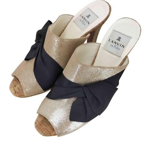 ランバンオンブルー LANVIN en Bleu リボンモチーフミュール レディース 24