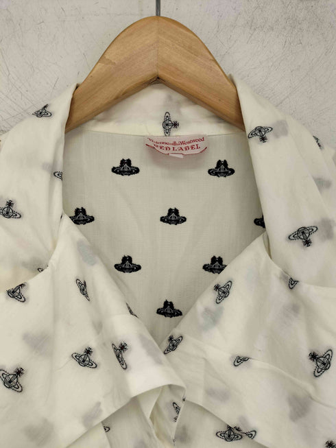 ヴィヴィアンウエストウッドレッドレーベル Vivienne Westwood RED LABEL オーブ総刺繍 タイ付きブラウス レディース JPN:2