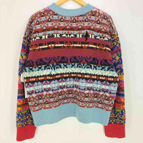 ヴィヴィアンウエストウッドレッドレーベル Vivienne Westwood RED LABEL オーブ刺繍 ダメージ加工 フェアアイル柄 クルーネック ニット レディース 00