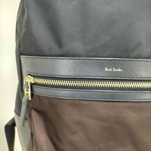 ポールスミス Paul Smith ロゴ刻印 レザー切替 ナイロンバックパック メンズ