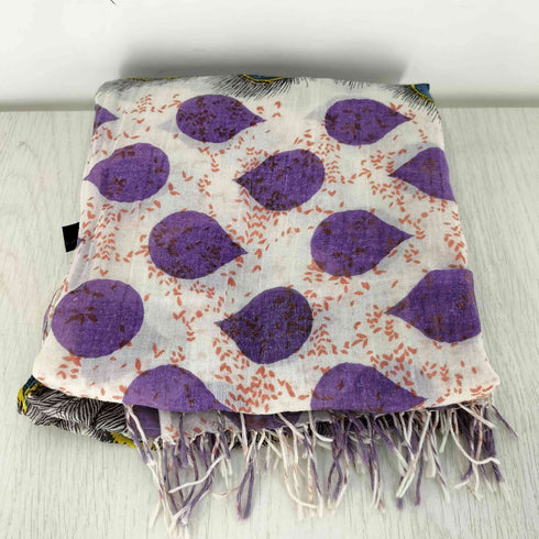 Fil D'araignee 孔雀の羽 ティアドロップ 総柄 スカーフ レディース