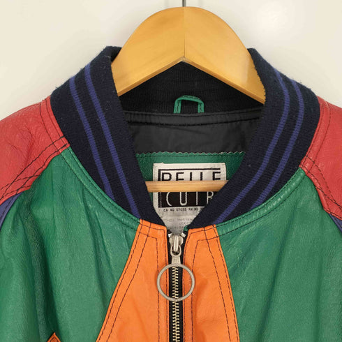 PELLE CUIR マルチパターン レザー ボンバージャケット メンズ import:L