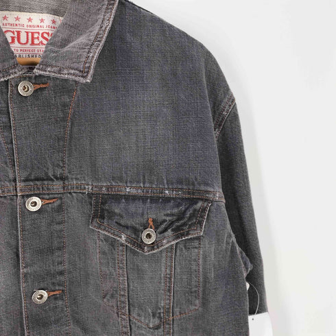 ゲス GUESS 4TH ブラック デニムトラッカージャケット メンズ import:XXL