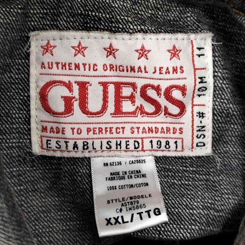 ゲス GUESS 4TH ブラック デニムトラッカージャケット メンズ import:XXL