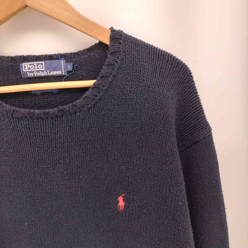 ポロバイラルフローレン Polo by RALPH LAUREN 90S 香港製 ポニー刺繍 コットン クルーネック ニット メンズ import:L