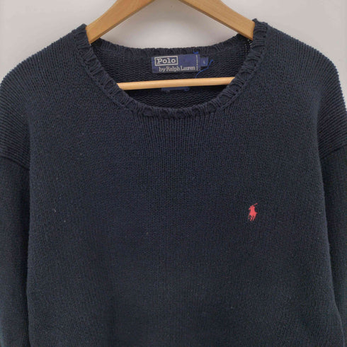 ポロバイラルフローレン Polo by RALPH LAUREN 90S 香港製 ポニー刺繍 コットン クルーネック ニット メンズ import:L