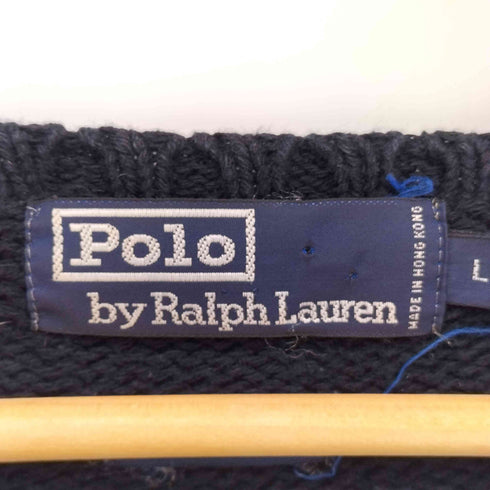 ポロバイラルフローレン Polo by RALPH LAUREN 90S 香港製 ポニー刺繍 コットン クルーネック ニット メンズ import:L