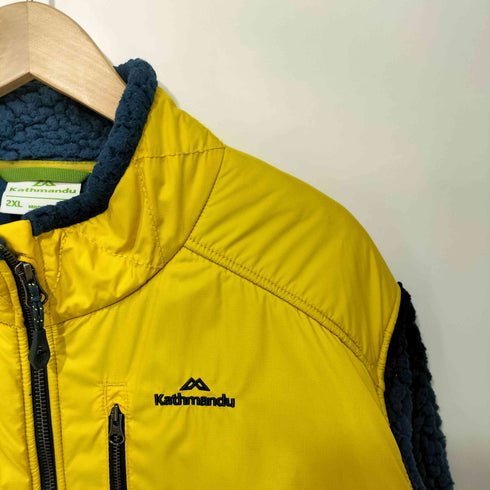 Kathmandu バイカラー 切替 ジップアップ ボア フリース ジャケット メンズ 2XL